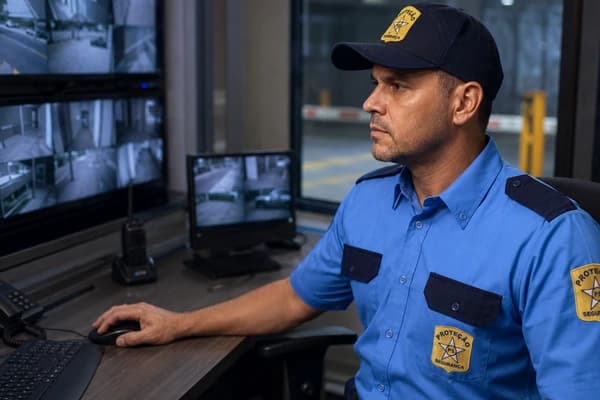 Profissional da PS Proteção prestando portaria para centros logísticos em Araras